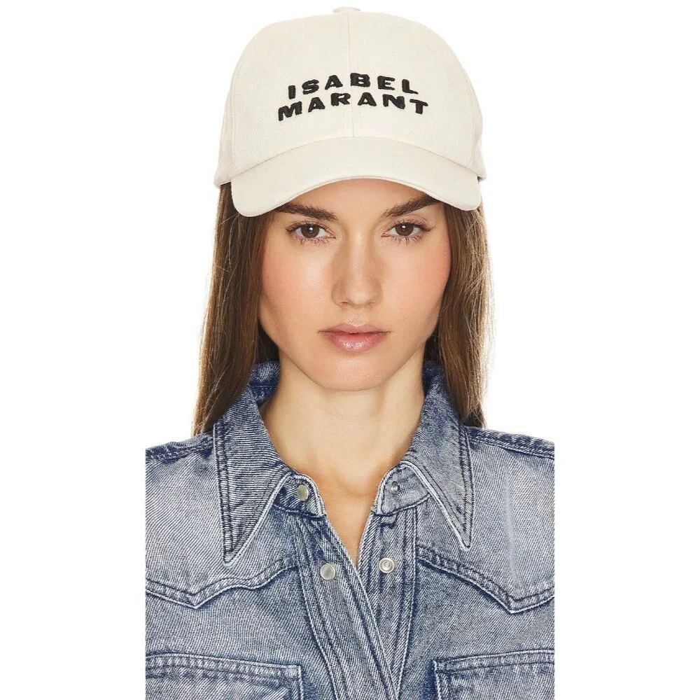 ISABEL MARANT Tyron Logo-Embroidered Cotton-Twill  Baseball Cap In Ecru Black  5